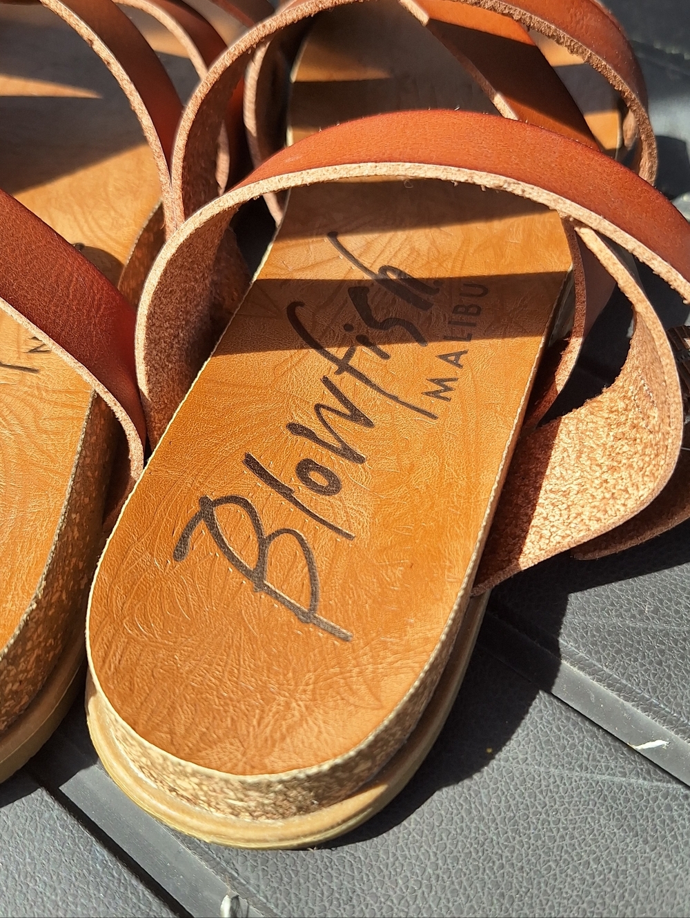 Blowfish womens brown cognac strap sandals size 10 Comfort Summer Spring - Picture 4 of 6